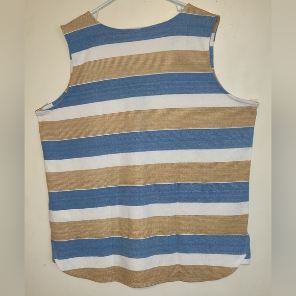 NWT 3XL LuLaRoe Rachael Sleeveless Top ZIPPER Beachy Colors Blue/Sand/White NEW - Picture 5 of 9